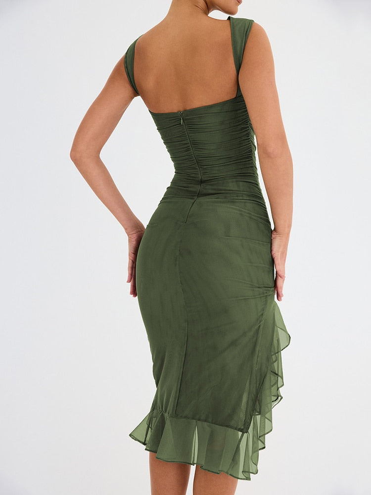Ruffa Ruffle Midi Dress