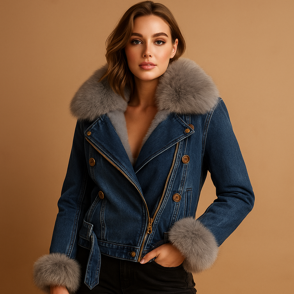 Harper Cropped Denim Winter Jacket | Lorienna