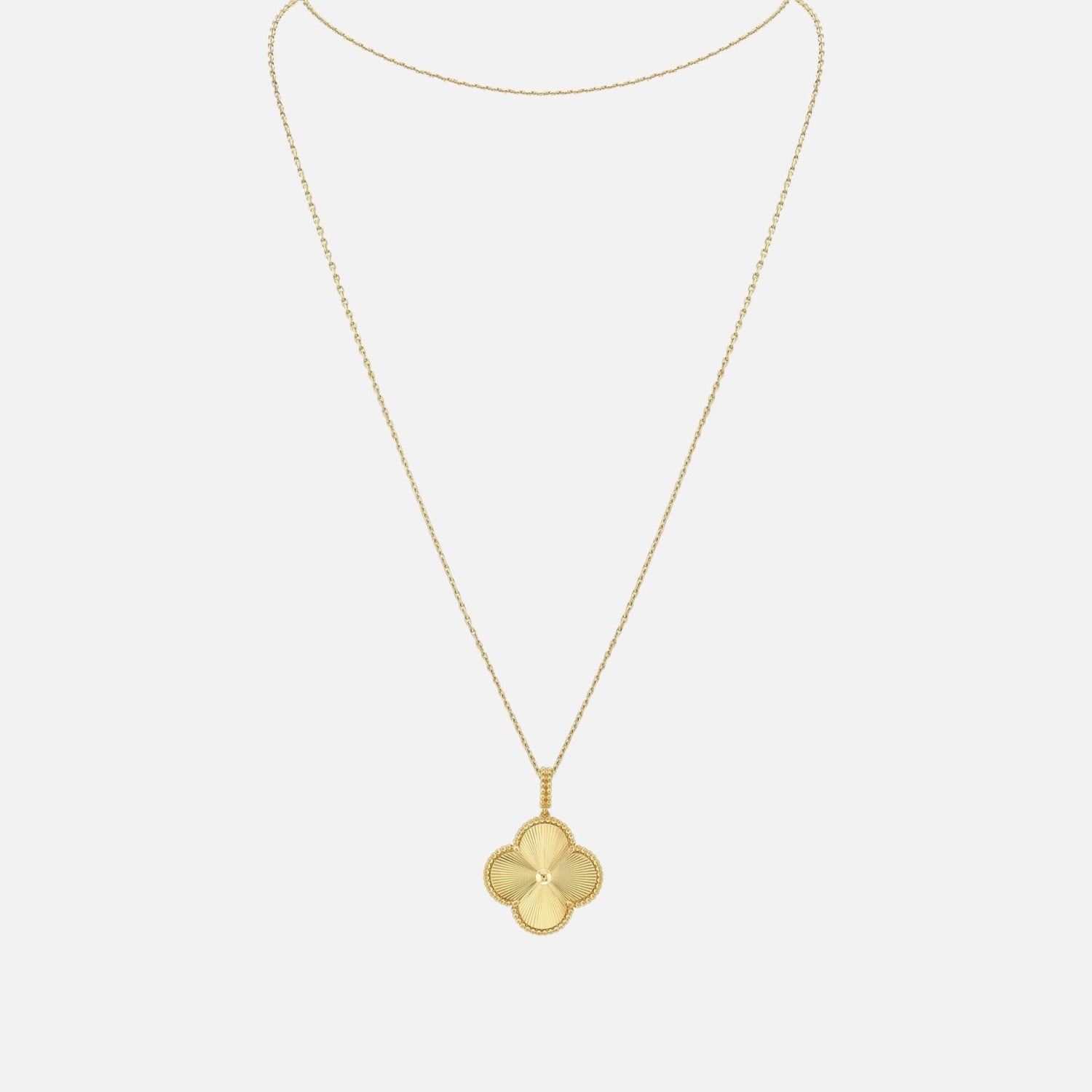 Lucky Clover Pendant Necklace – Long Chain