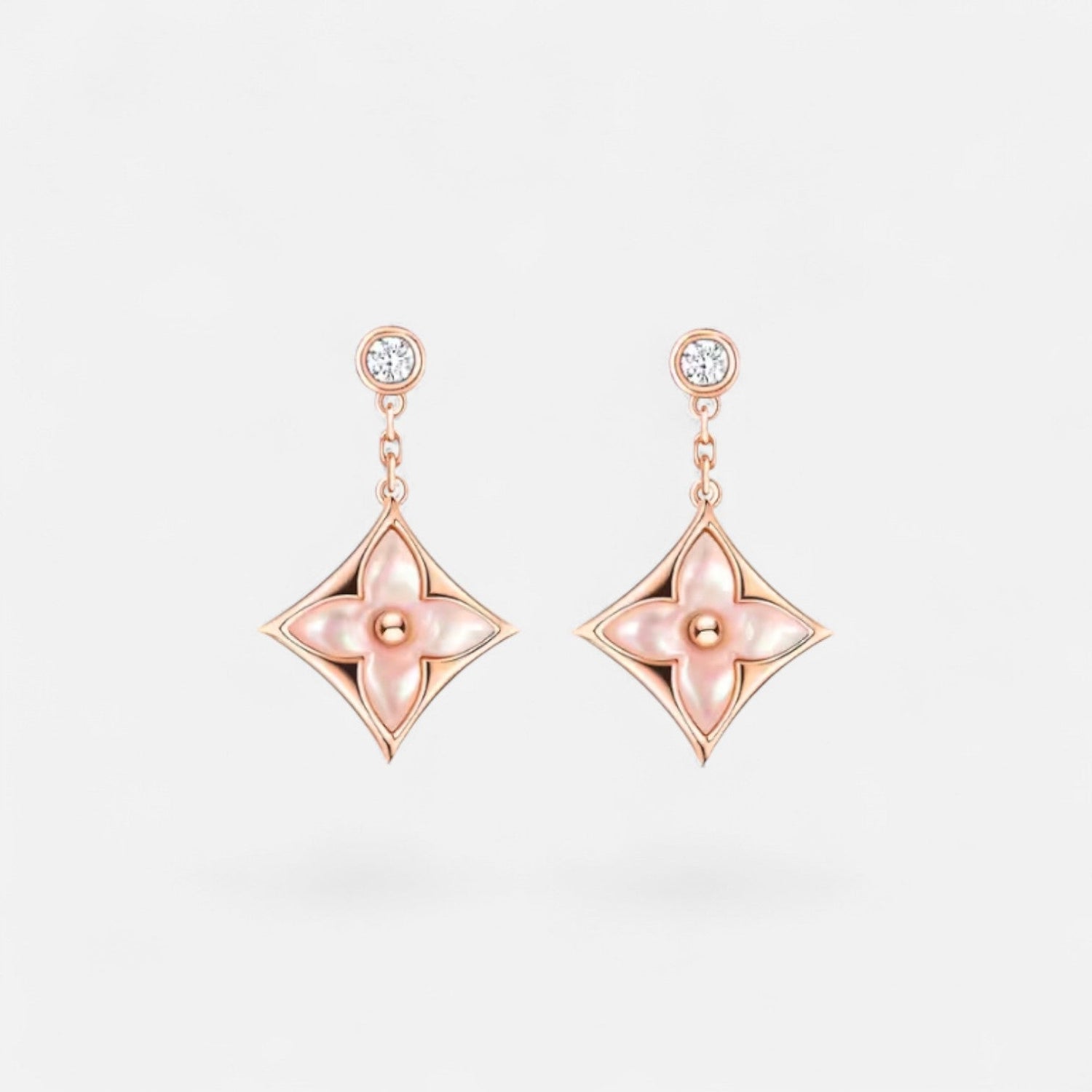 Color Blossom Pink Flower Drop Earrings