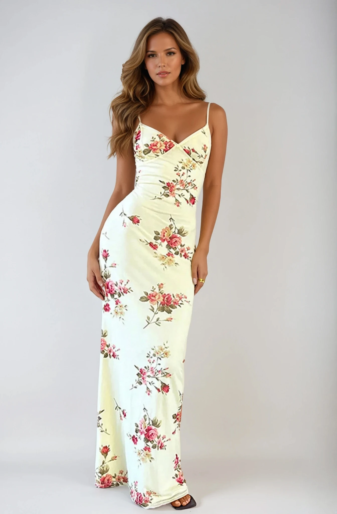 Ariadne V Neck Adjustable Suspender Maxi Dress