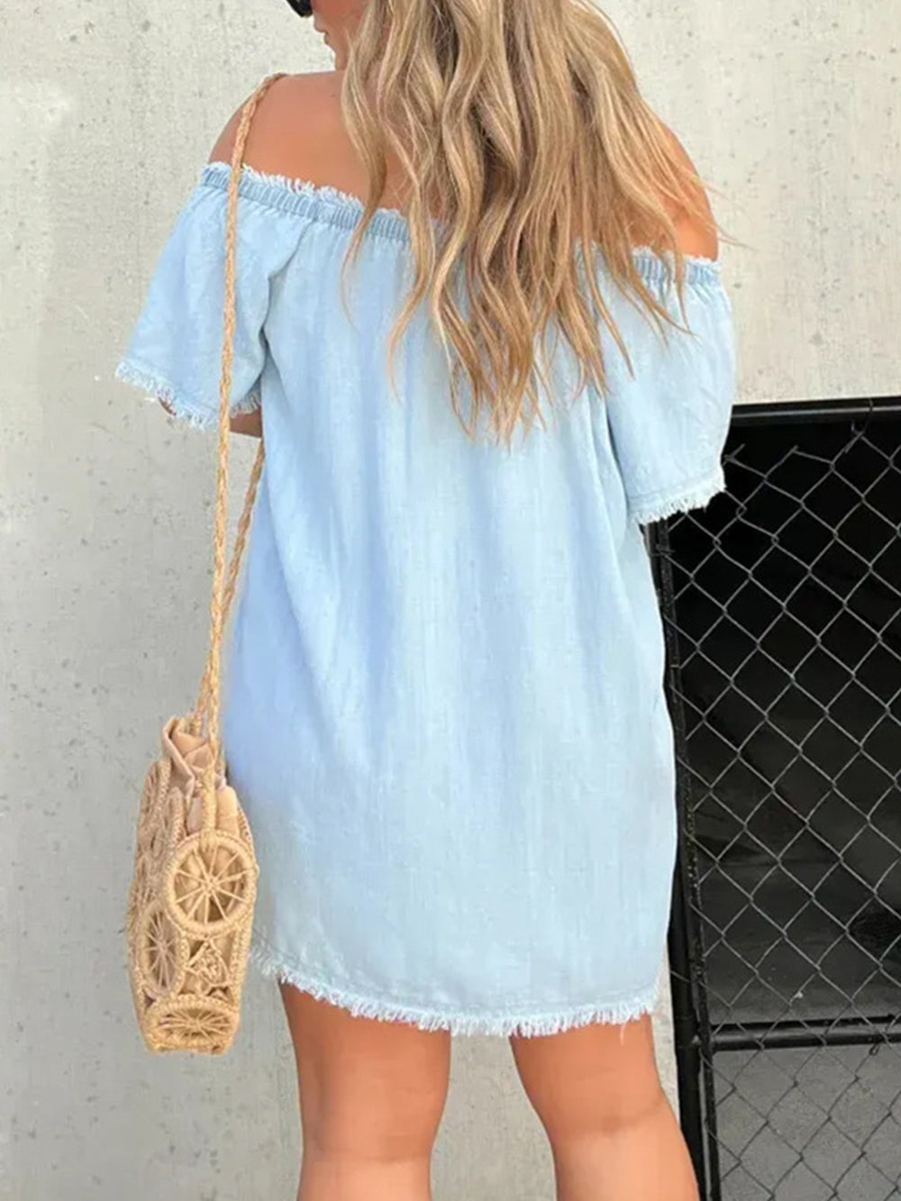 Olivia One-Shoulder Denim Mini Dress