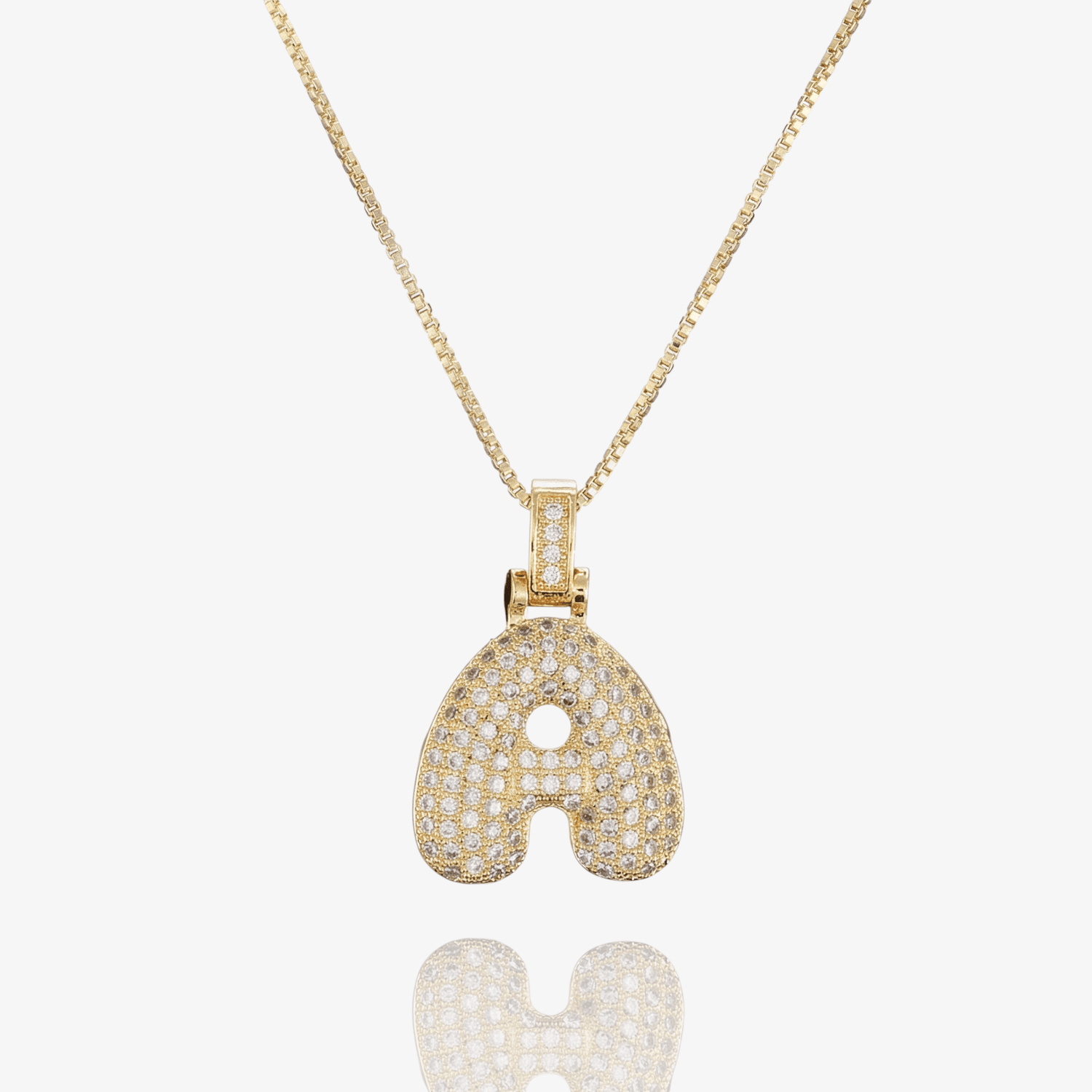 Diamond Bubble Initial Pendant Necklace