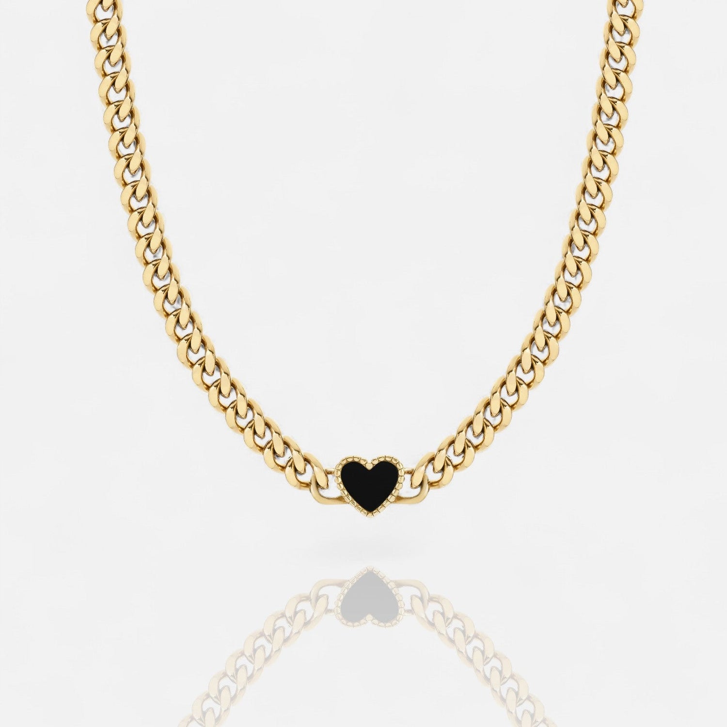 Black Shell Heart Pendant Necklace
