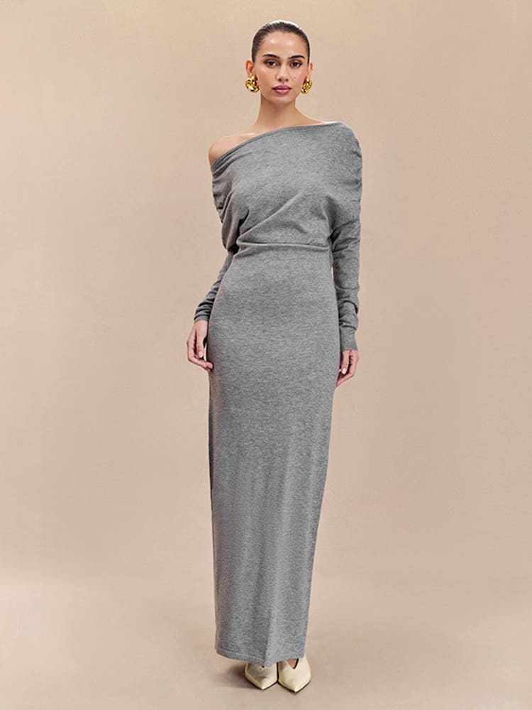 Jenelyn Asymmetrical Neck Maxi Dress