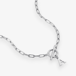 Paperclip Initial Circle Lock Clasp Necklace
