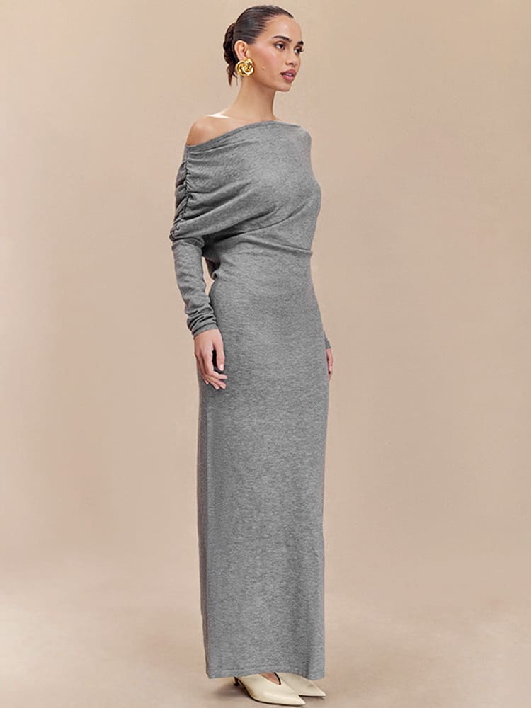 Jenelyn Asymmetrical Neck Maxi Dress