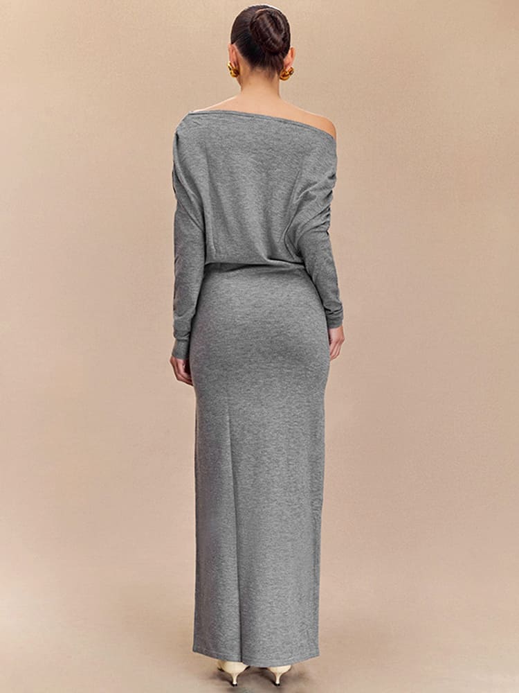 Jenelyn Asymmetrical Neck Maxi Dress