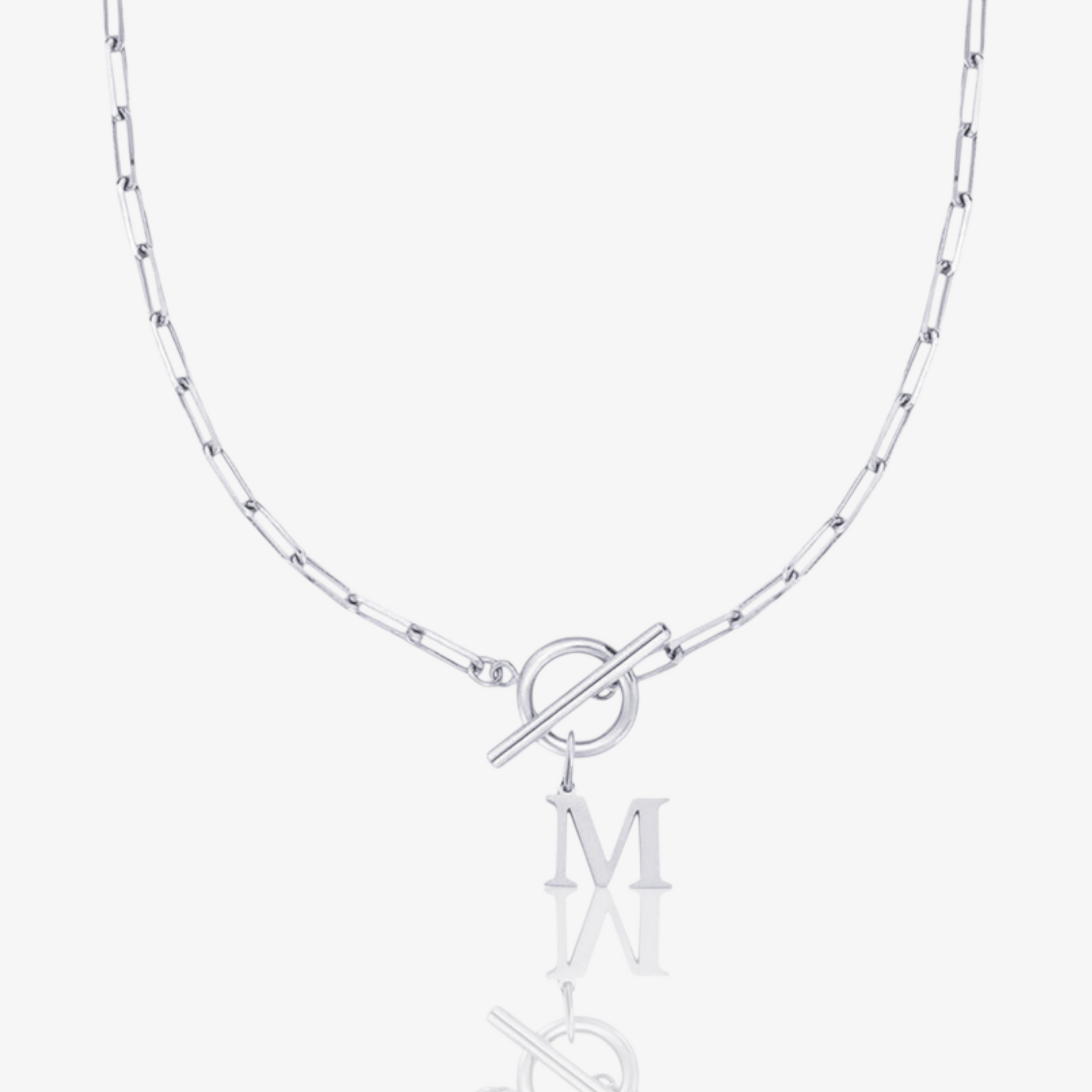 Paperclip Initial Circle Lock Clasp Necklace