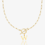 Paperclip Initial Circle Lock Clasp Necklace