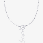 Paperclip Initial Circle Lock Clasp Necklace