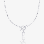 Paperclip Initial Circle Lock Clasp Necklace