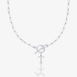 Paperclip Initial Circle Lock Clasp Necklace