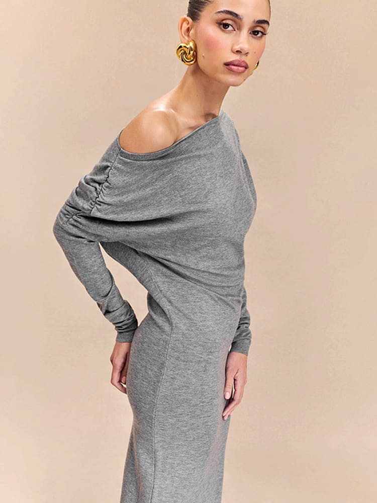 Jenelyn Asymmetrical Neck Maxi Dress