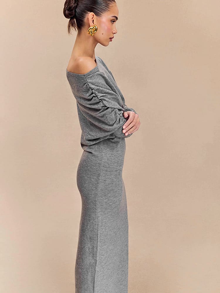 Jenelyn Asymmetrical Neck Maxi Dress