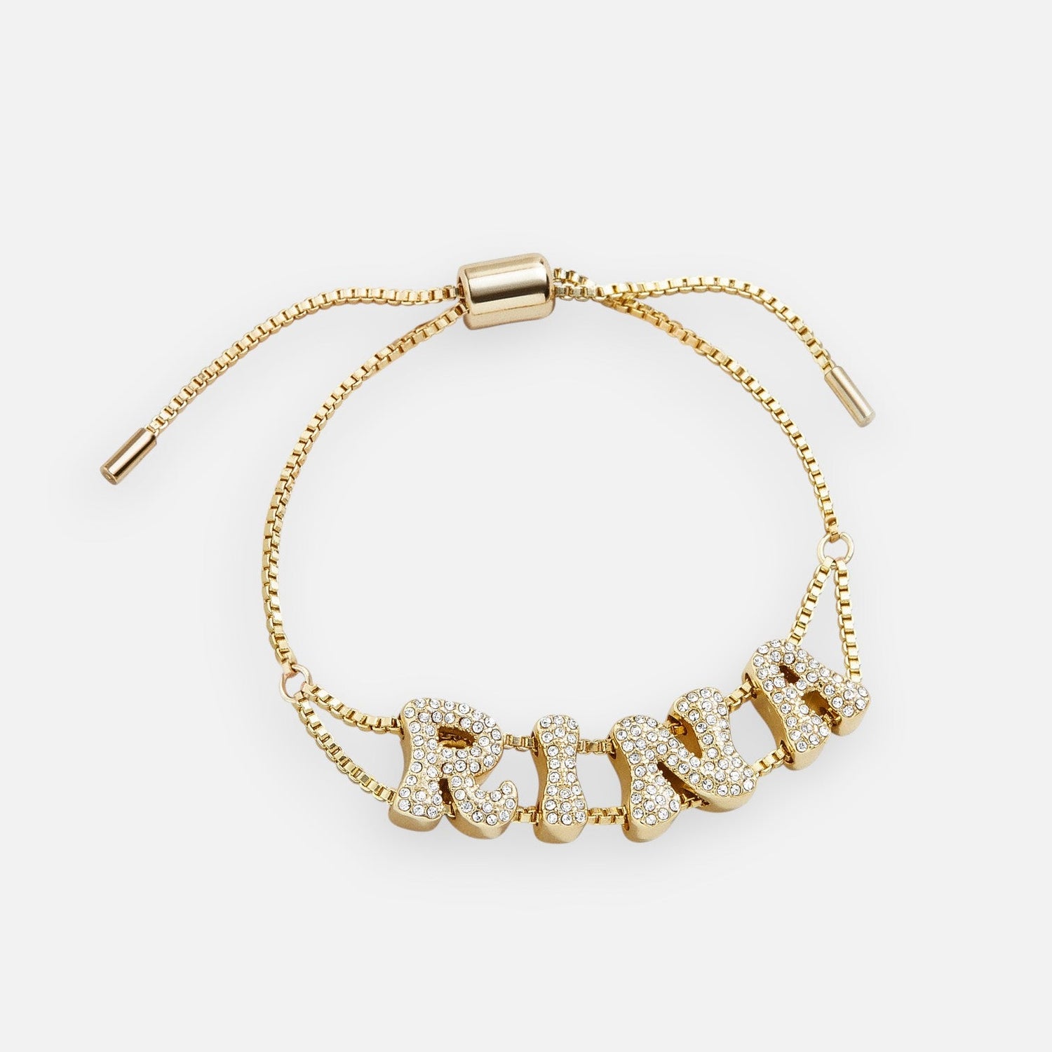 Pavé Bubble Letter Double Chain Bracelet