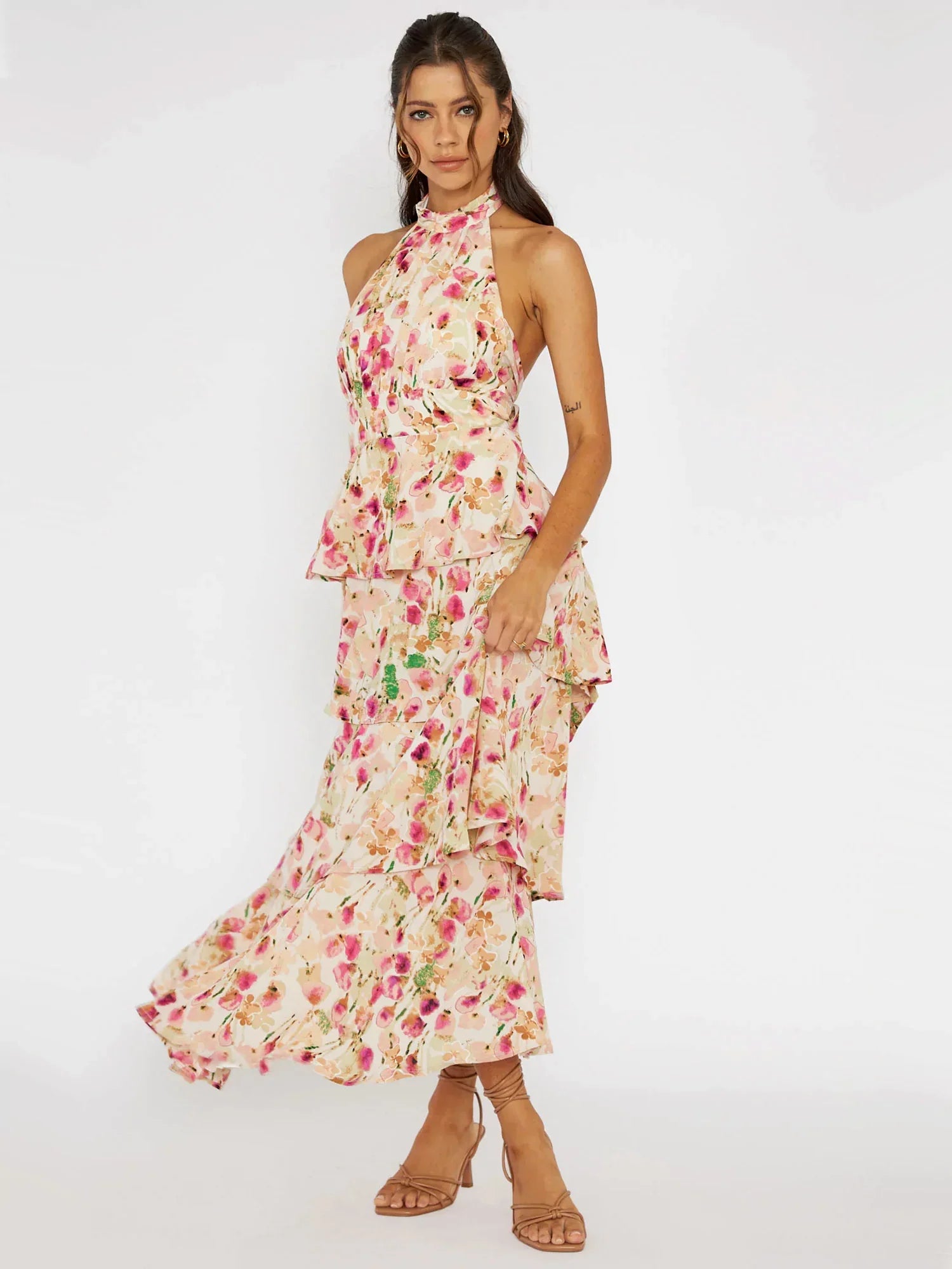 Airah Floral Halterneck Maxi Dress