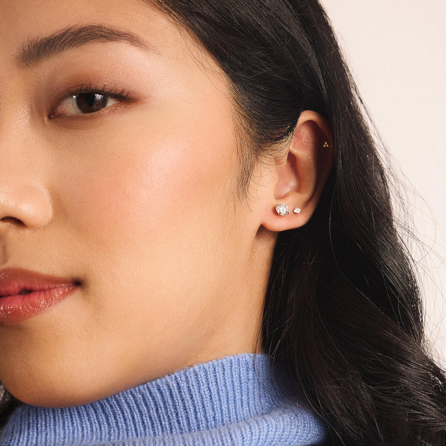 Moissanite Nap Earrings, 3mm