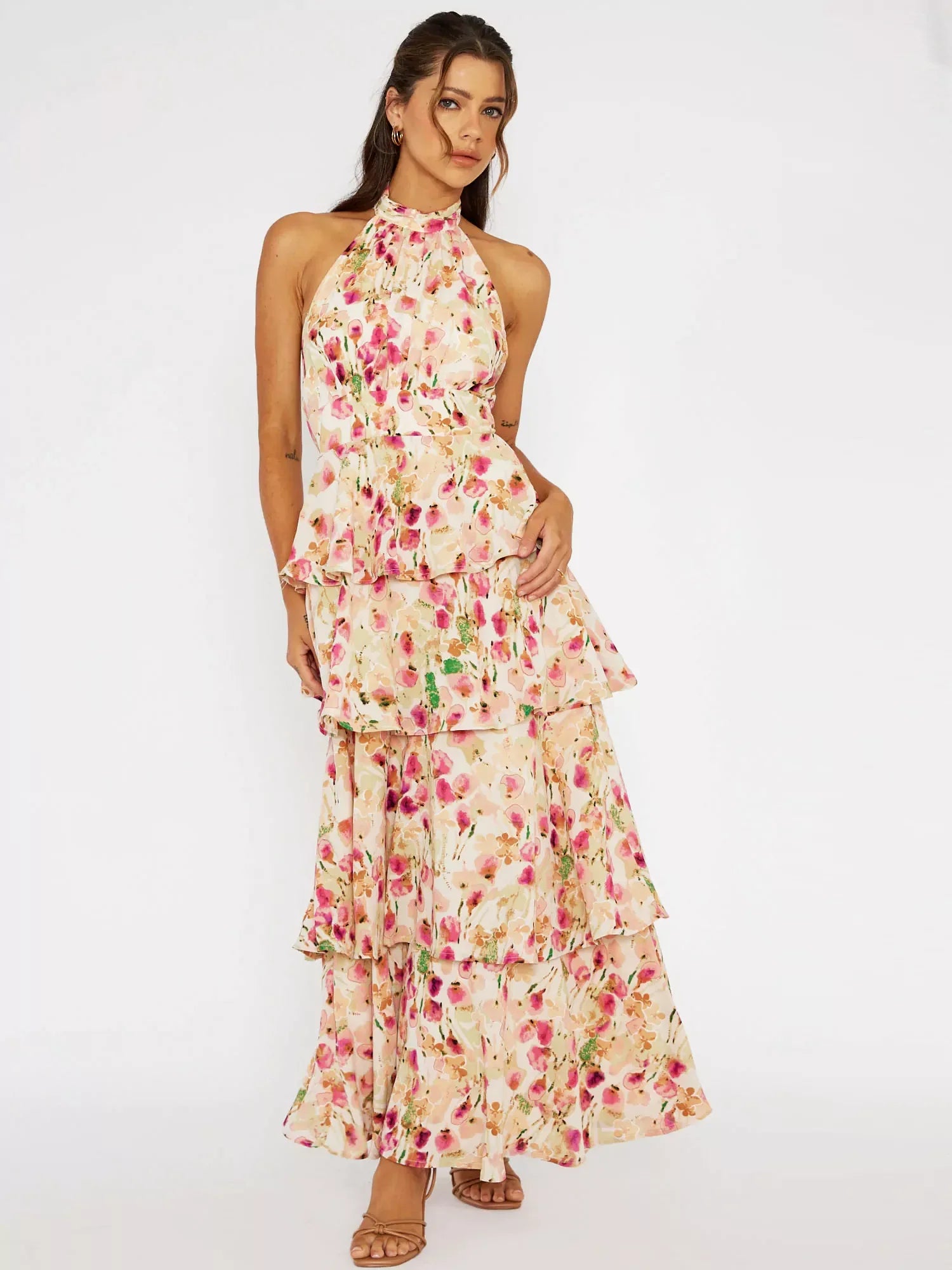 Airah Floral Halterneck Maxi Dress