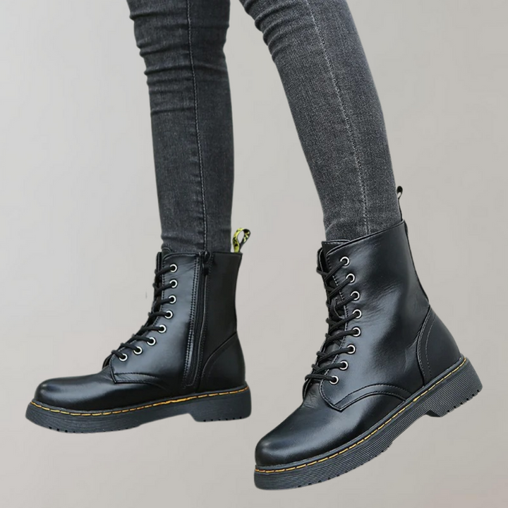 Women’s Black Ankle Boots – Lace Up Slip Resistant