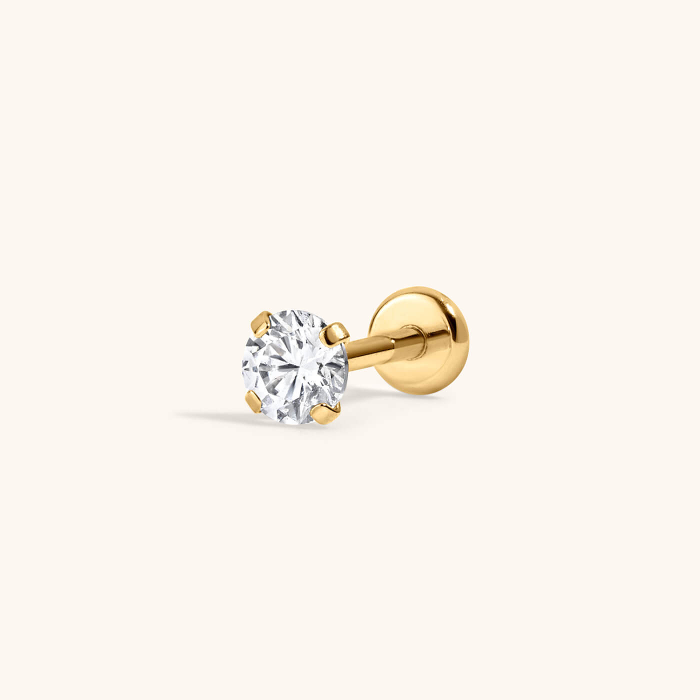 Celestial Crystal Solitaire Push Pin Flat Back Earring