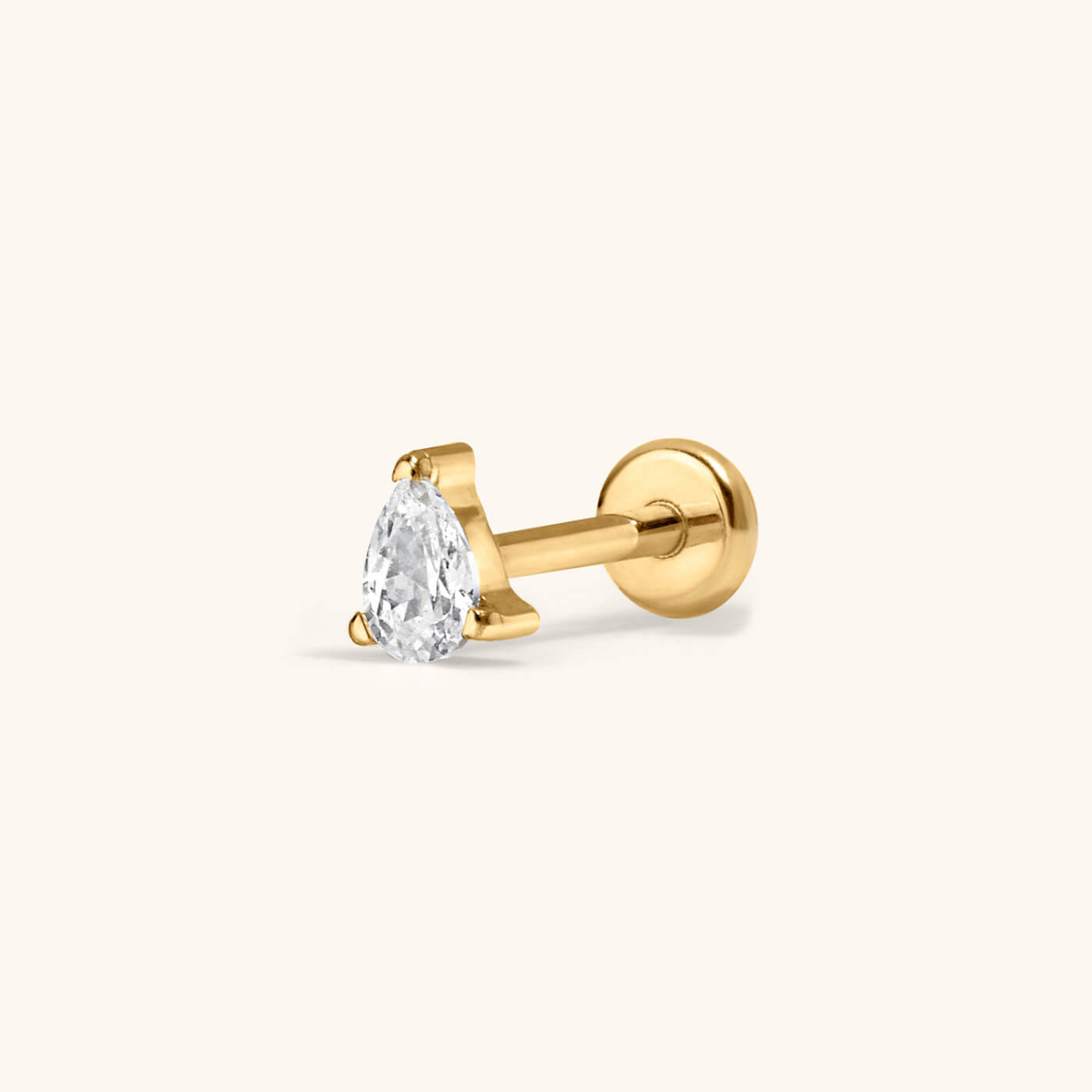Crystal Pear Push Pin Flat Back Earring, 3mm