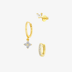 Clover Charm Hoop Earring Set
