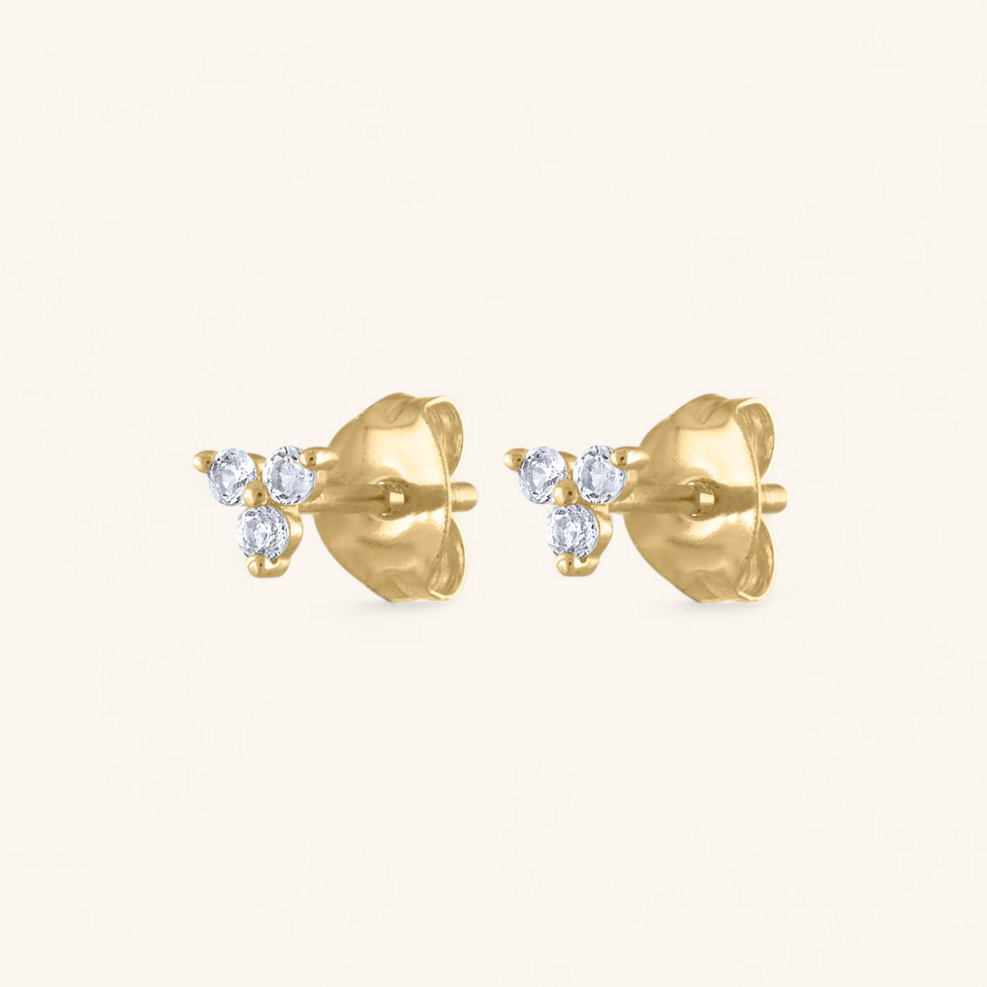 Crystal Trinity Studs in 14k gold plated