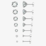 Cubic Zirconia Flat Back Stud Earrings Set