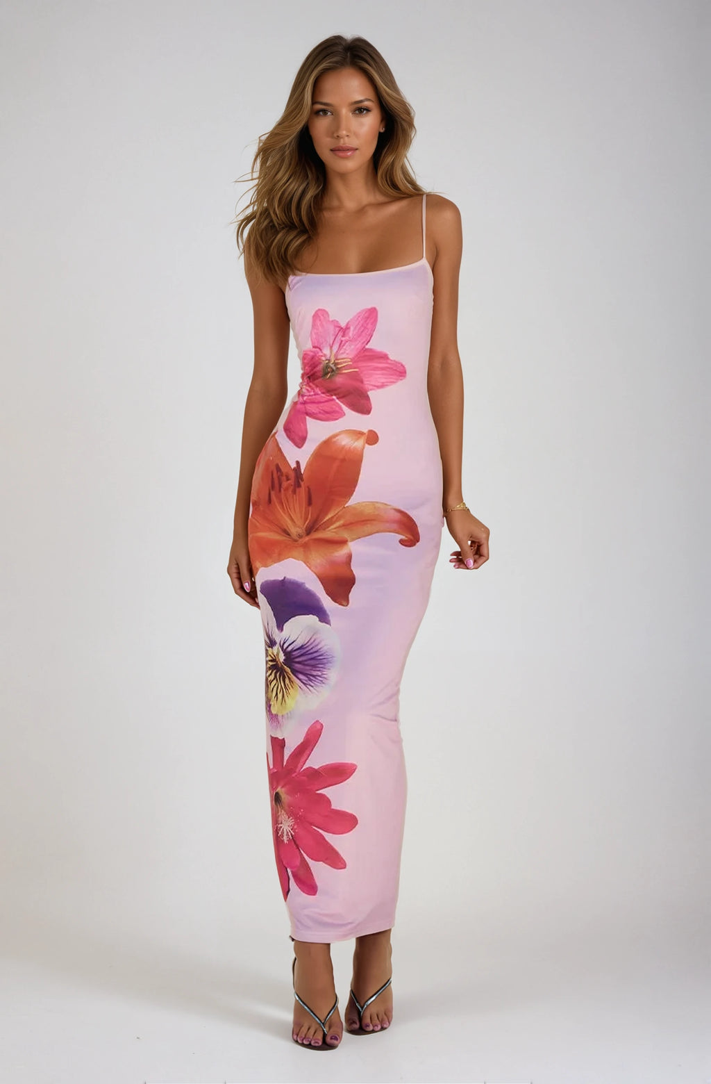 Caroline Floral Print Midi Slip Dress