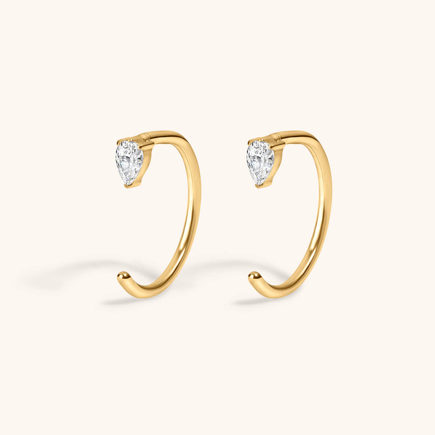 Pear Open Huggie Hoops
