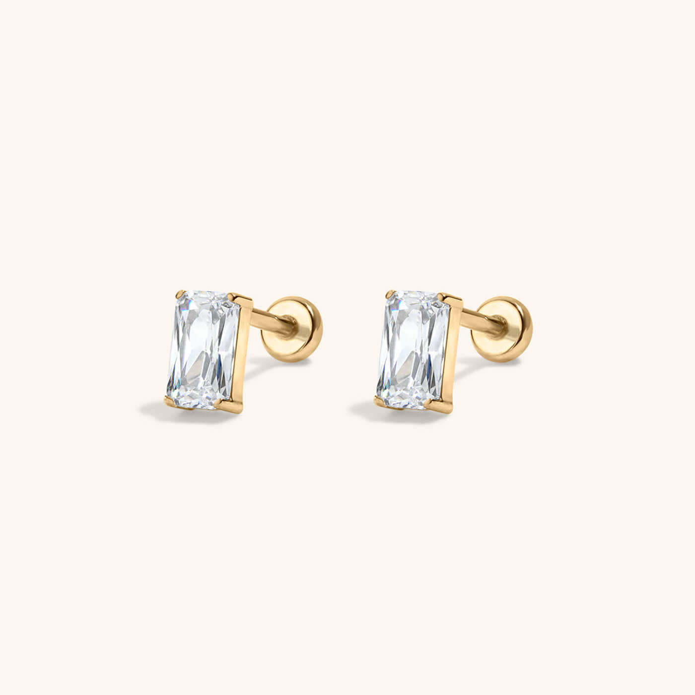 Celestial Crystal Emerald-Cut Nap Earrings, 5mm