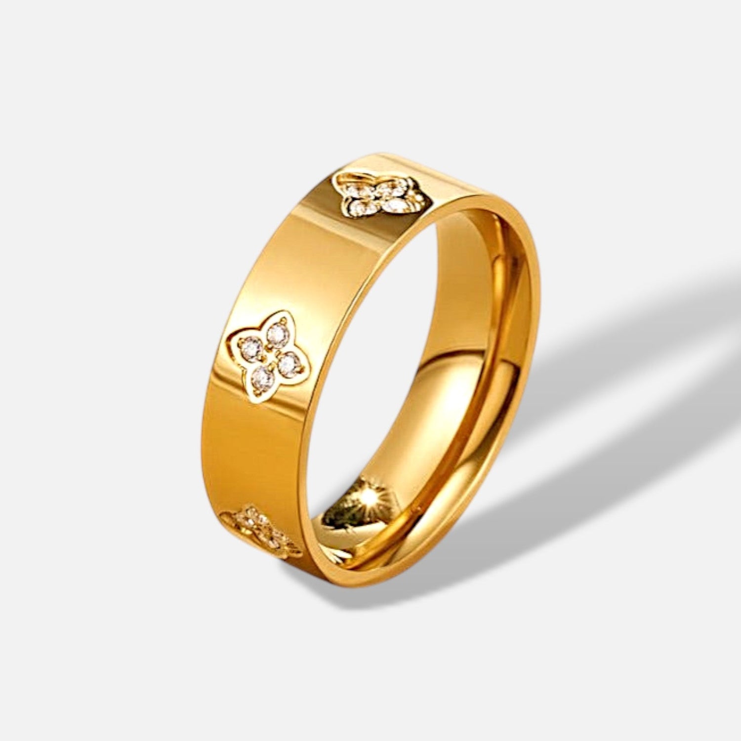 Aurelle Crystal Clover Band Ring