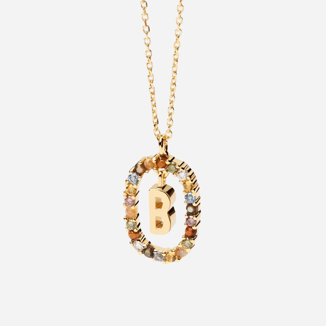 Gemstone Initial Necklace