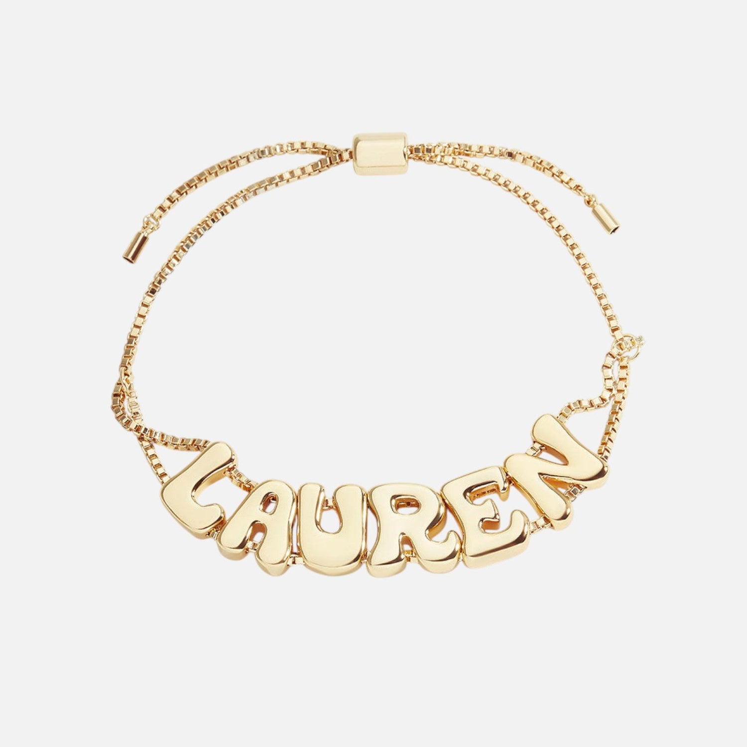 Bubble Name Adjustable Chain Bracelet
