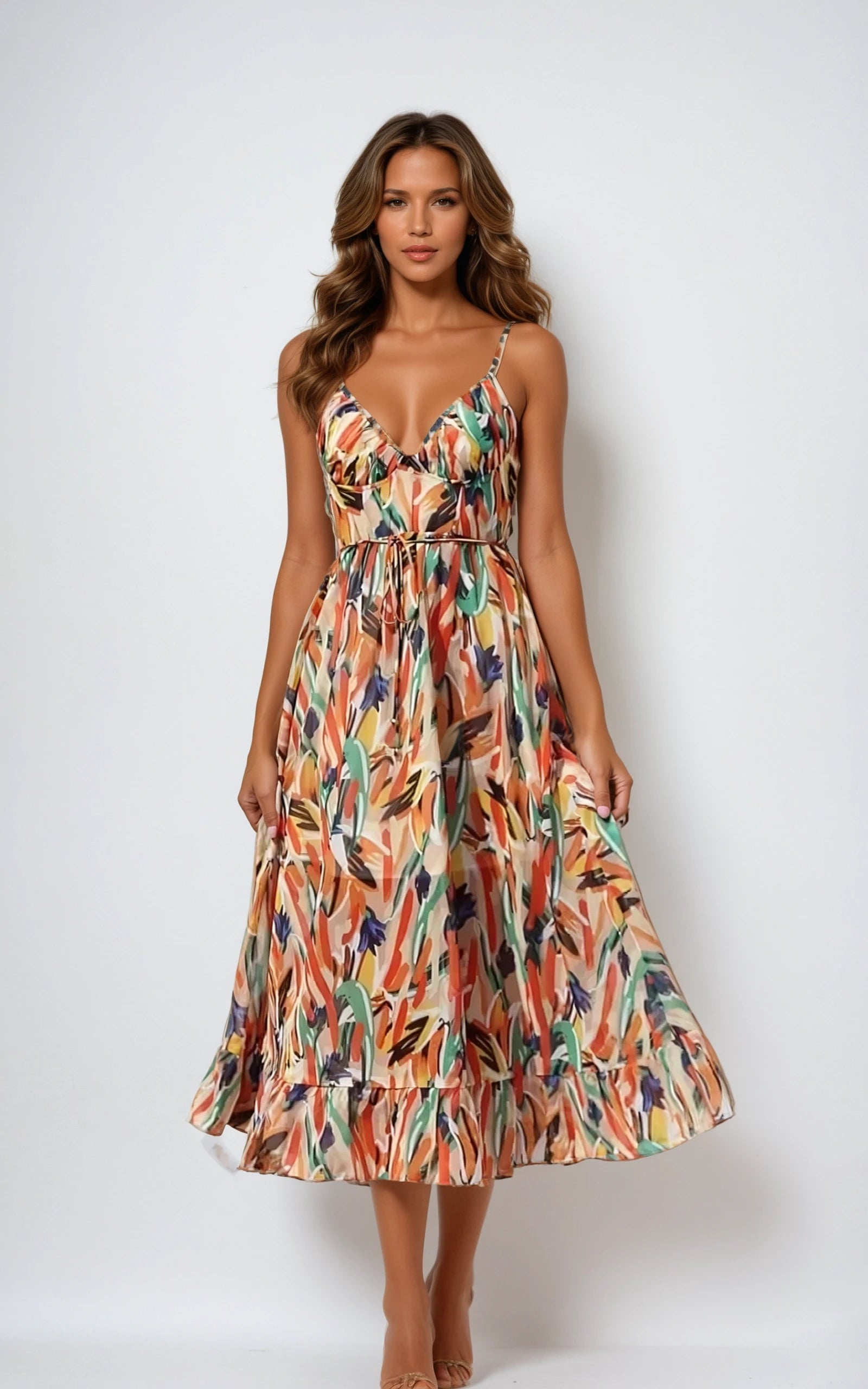 Venecia Floral Ruffle Midi Dress