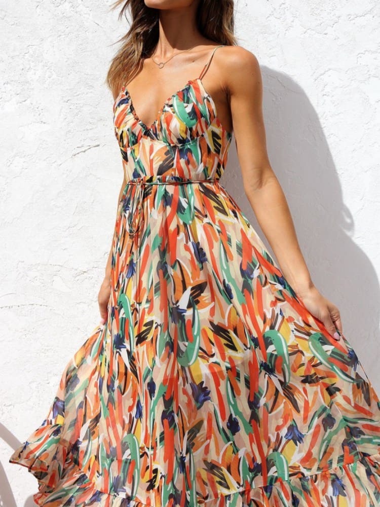 Venecia Floral Ruffle Midi Dress