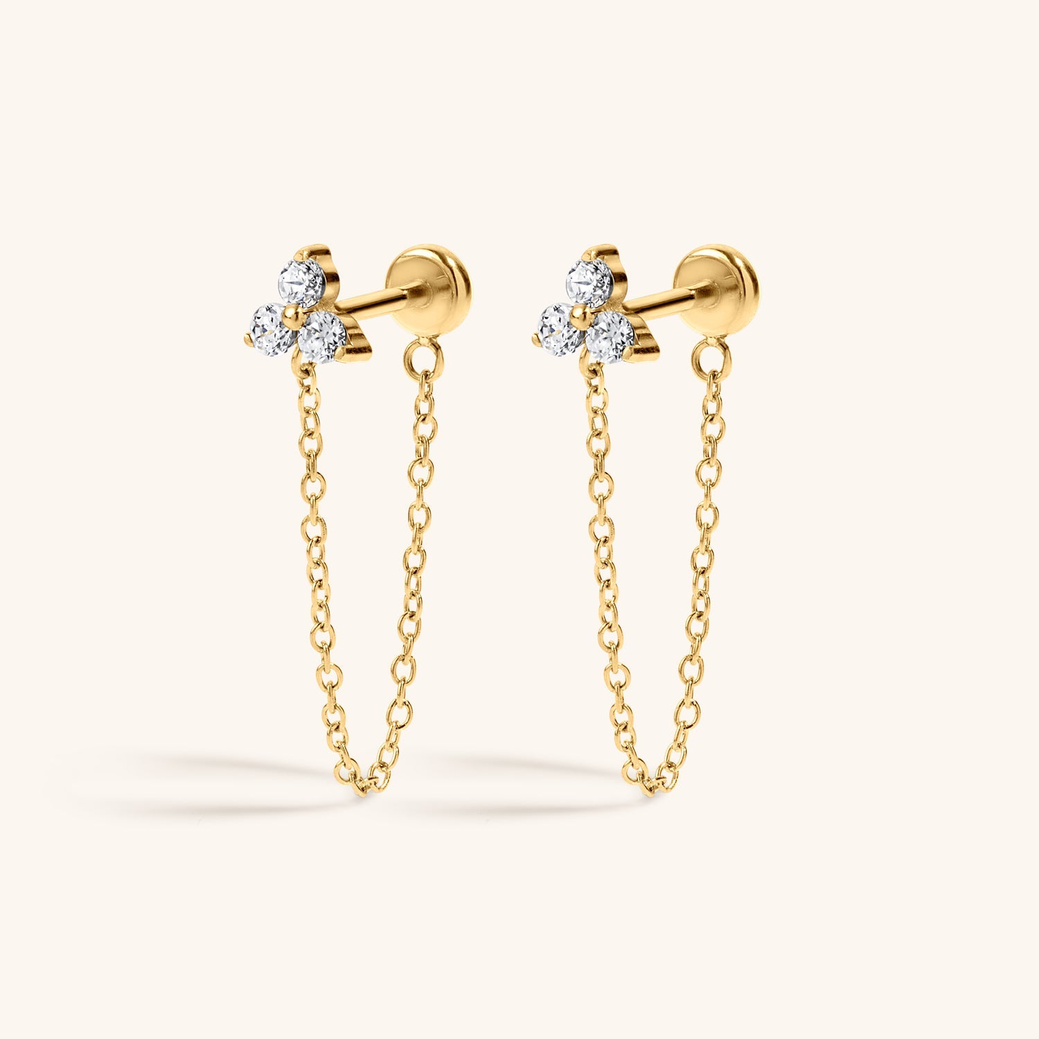 Crystal Trinity Chain Nap Earrings