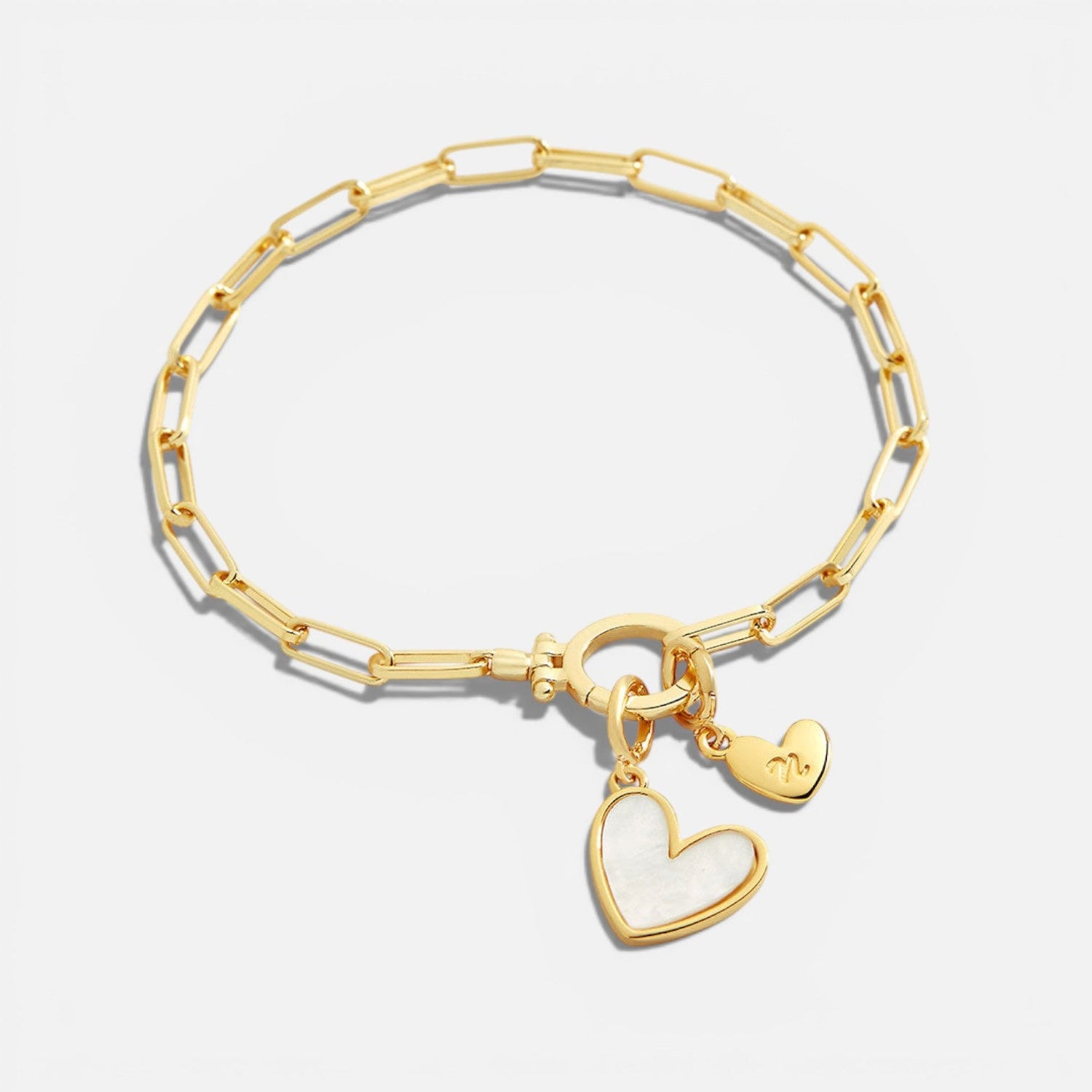 Mother of Pearl Initial Heart Bracelet