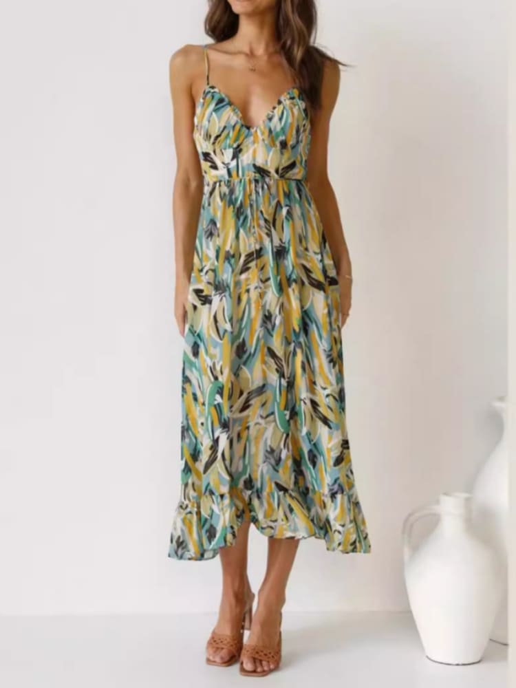 Venecia Floral Ruffle Midi Dress
