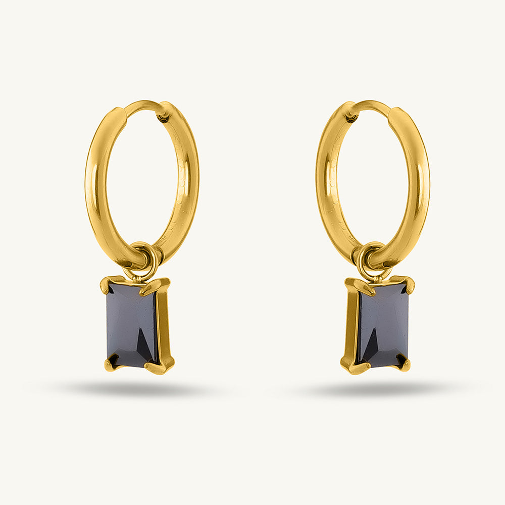 Black Stone Drop Earrings