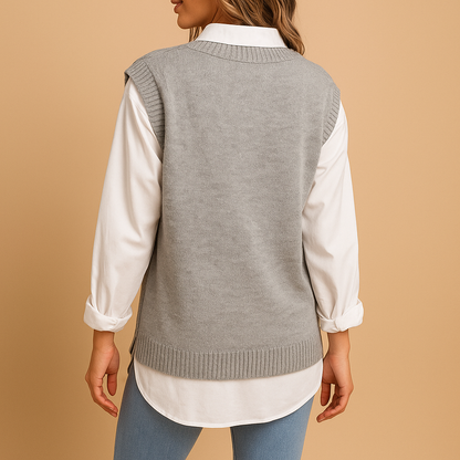 Clara Sleeveless Cable Knit Vest | Lorienna