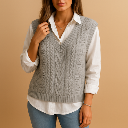 Clara Sleeveless Cable Knit Vest | Lorienna