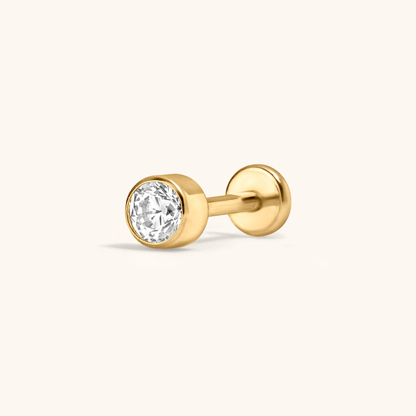 Celestial Crystal Bezel Solitaire Push Pin Flat Back Earring