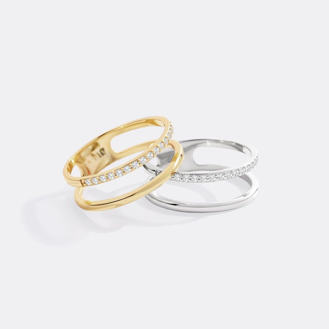 Pavé Double Band Gold Ring
