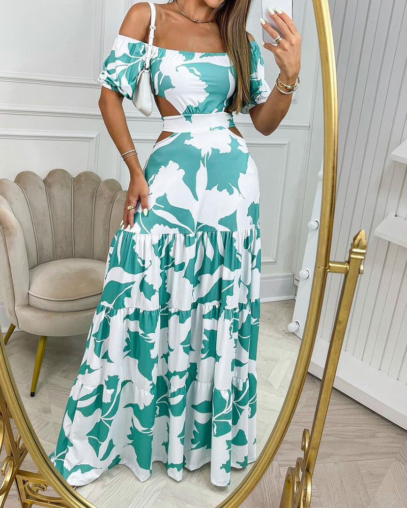 Rosalina Off-Shoulder Printed Maxi Dress