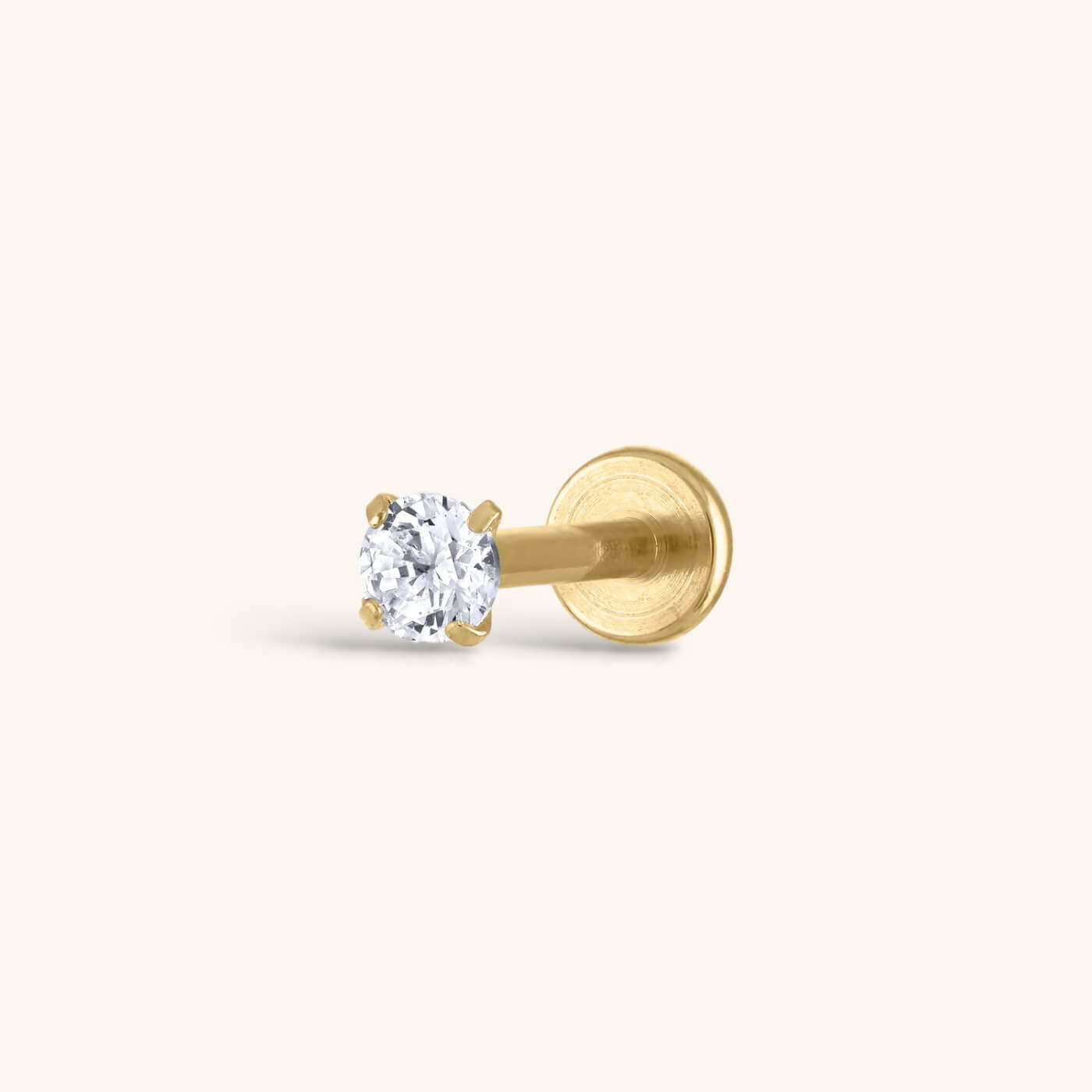 Celestial Crystal Solitaire Threaded Flat Back Earring