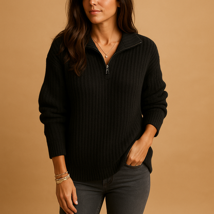 Hazel Chic Half-Zip Sweater for Women | Lorienna