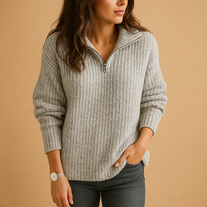 Hazel Chic Half-Zip Sweater for Women | Lorienna