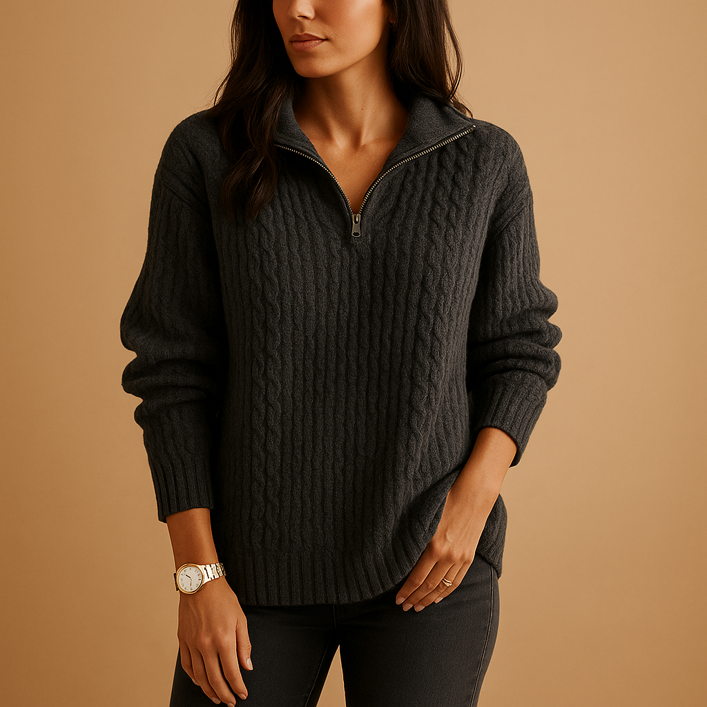 Hazel Chic Half-Zip Sweater for Women | Lorienna